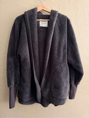 dylan Charcoal Gray Sherpa Hooded Jacket